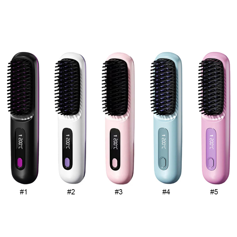 Cordless Hair Straightener Brush Anti Scald With 3 Temperature Settings