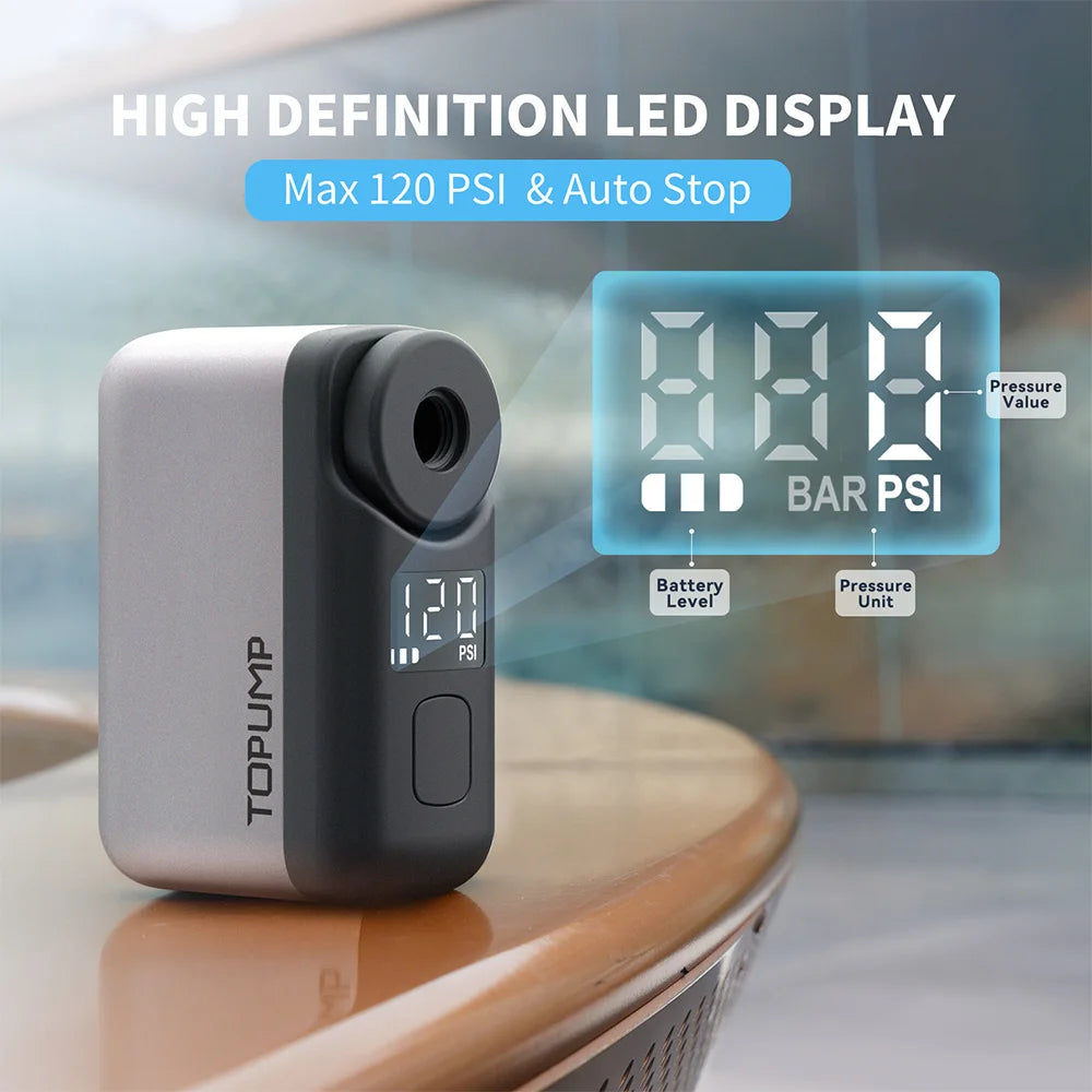 Topump Tb2 Cordless Electric Tire Inflator Pump Digital Display