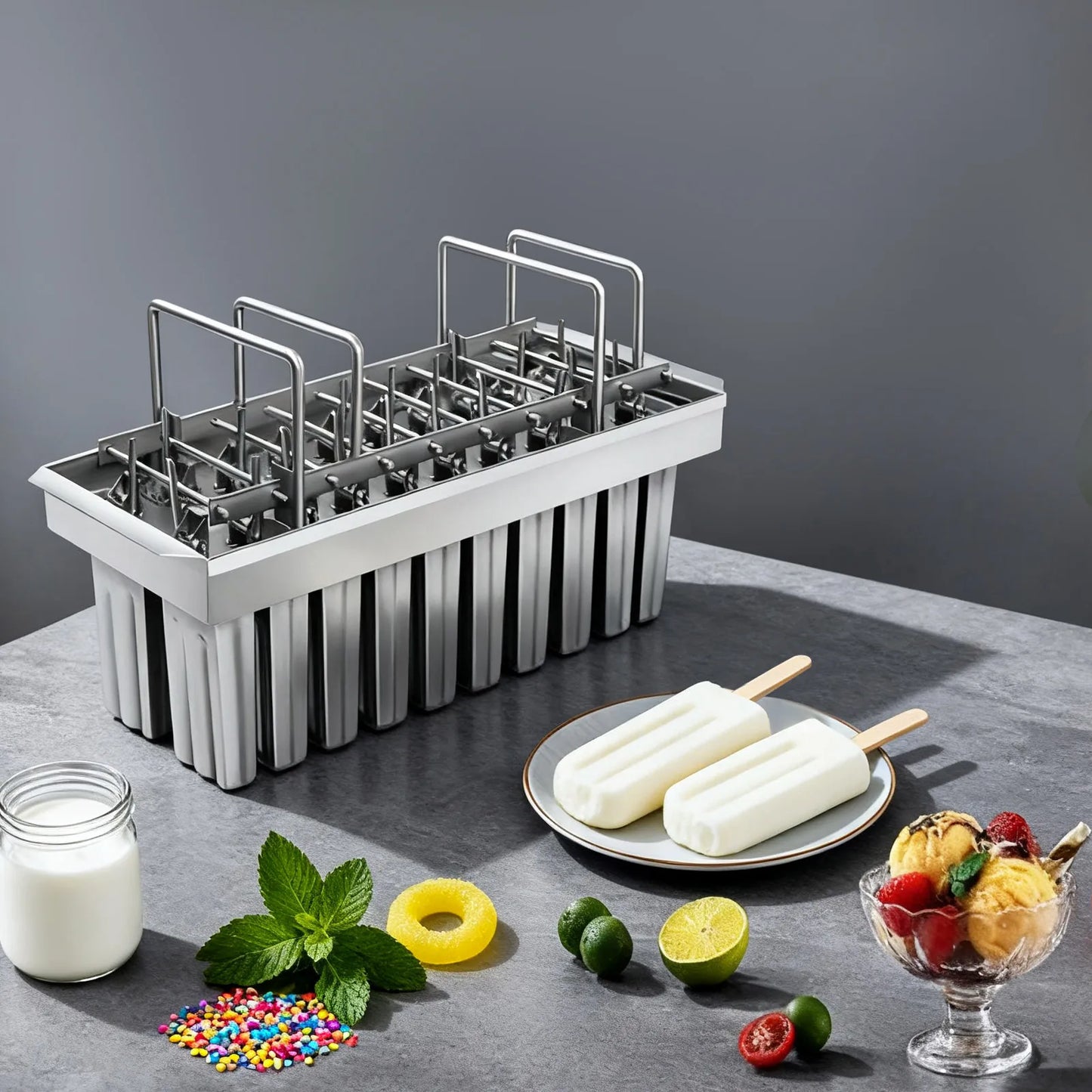 Stainless Steel 20 Cavities Ice Cream Mold Set Home Kitchen