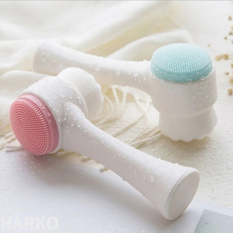 Soft Silicone Double Sided Facial Cleansing Brush For Exfoliation