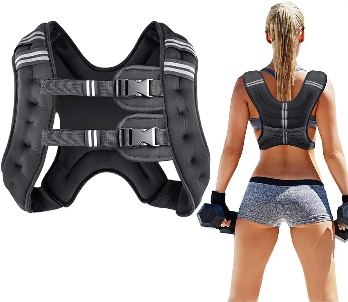 Unisex Weighted Vest With Reflective Stripe And Adjustable Straps