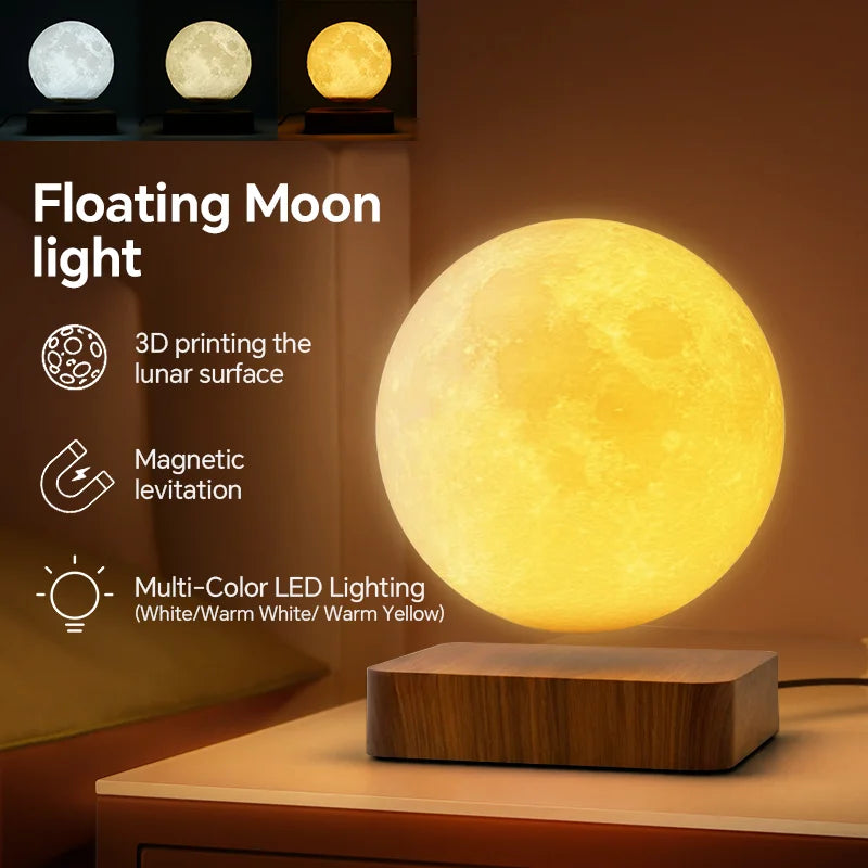 Aiopp Magnetic Floating Moon Lamp With Wooden Base