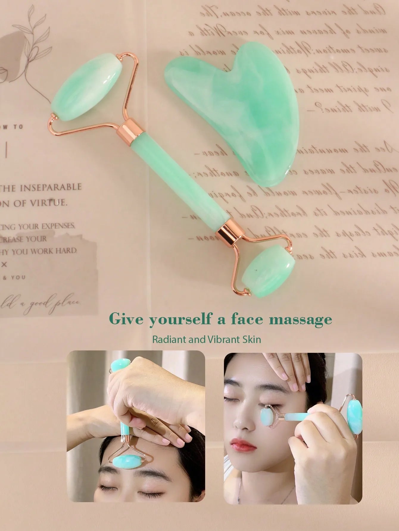 3 Piece Facial Massage Tool Kit With Roller And Cupping