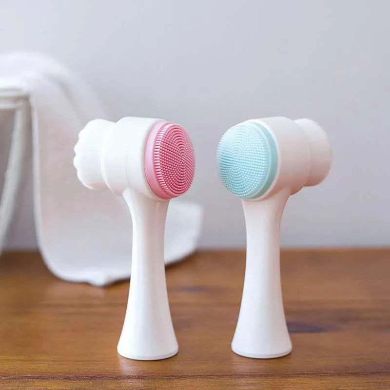 Soft Silicone Double Sided Facial Cleansing Brush For Exfoliation