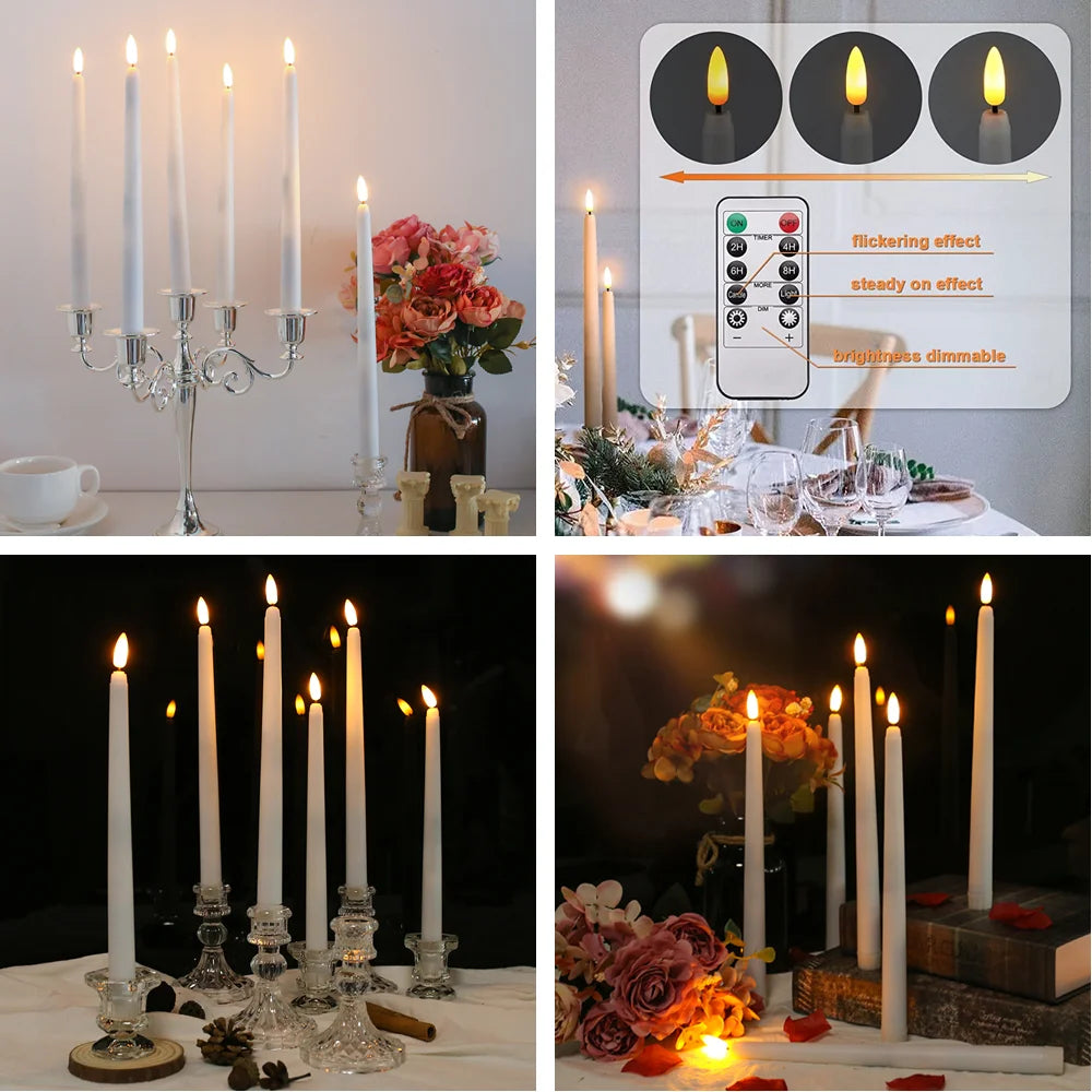 Flameless Battery Operated LED Tea Lights With Remote 3D Wick Candles Pack Of 6