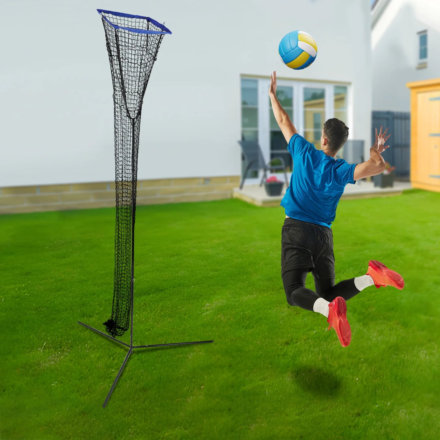 Volleyball Trainer Net Adjustable Height System For Backyard Practice