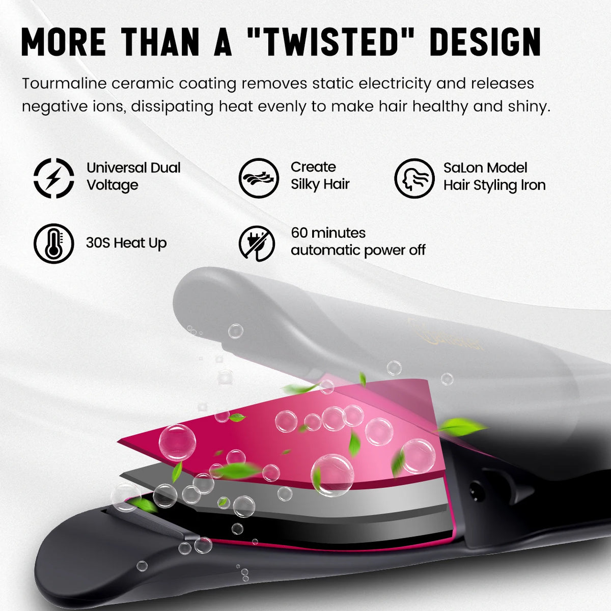 Haetteker Twisted Straightener And Curler Multi-Function Hair Tool