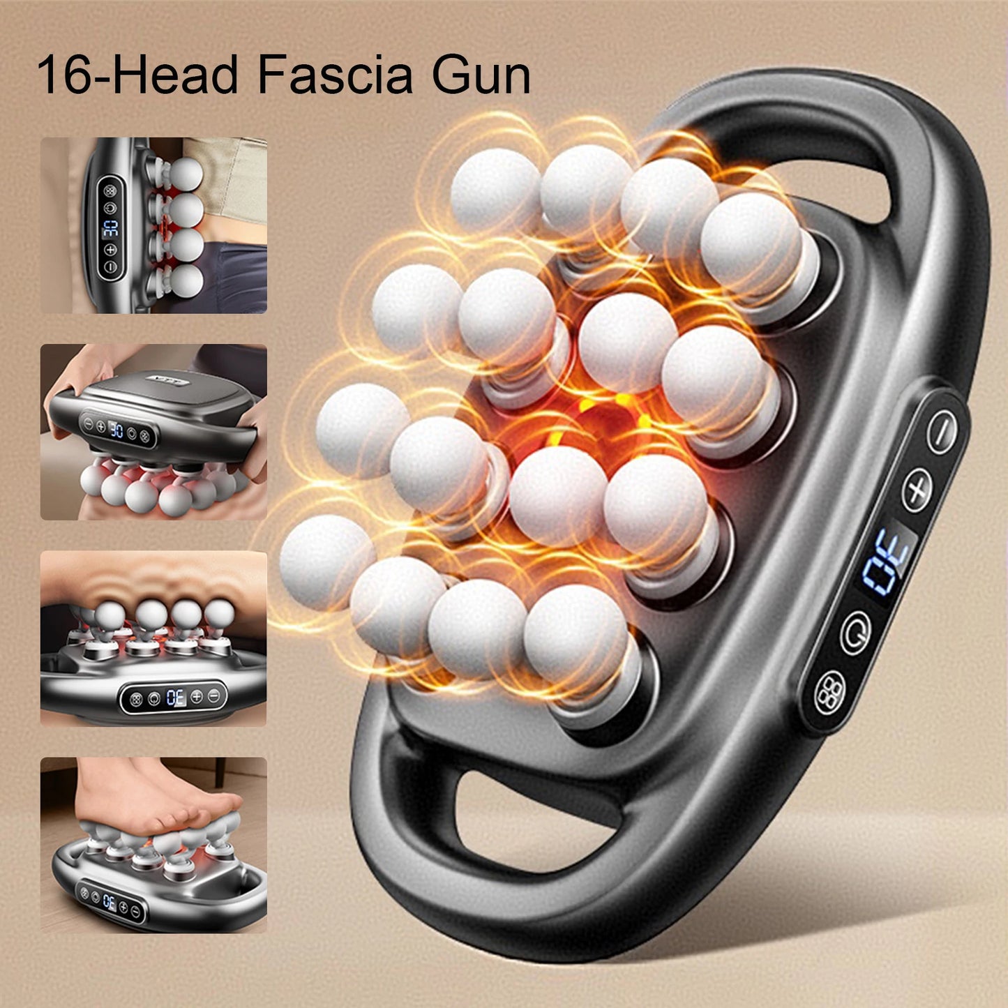 Foreverlily 16 Head Fascia Gun High Frequency Back Massager