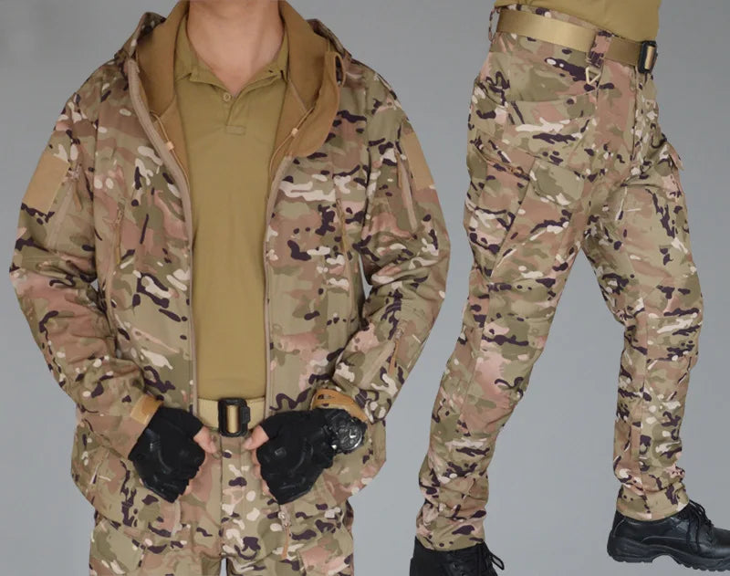 SoftShell Tactical Waterproof Jacket for Men Hiking Camping Outdoor Gear