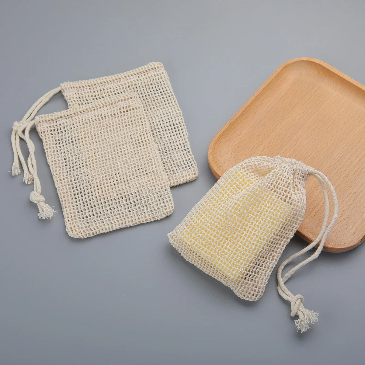 Natural Cotton Soap Saver Bags 3 Pack Eco Friendly Lather Pouch