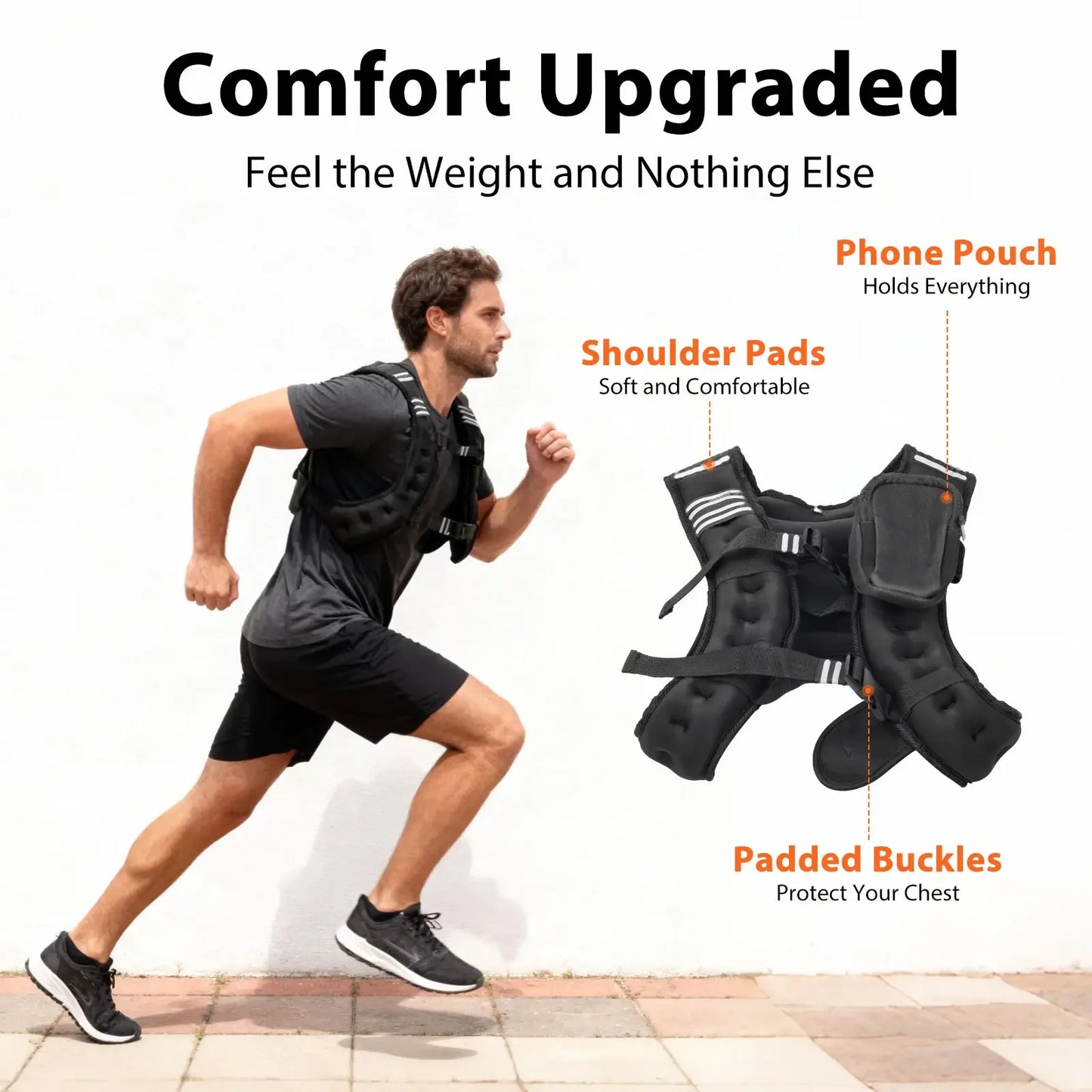 Weighted Vest 12 And 16 Pounds With Reflective Stripe And Adjustable Straps