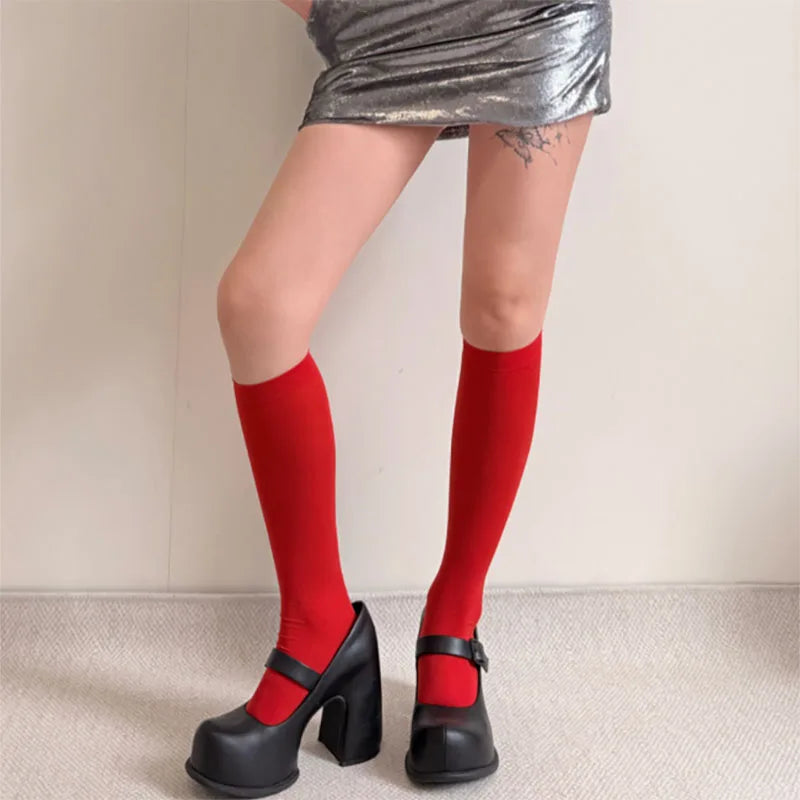Women Velvet Knee High Socks Set 2 Pairs Casual Socks