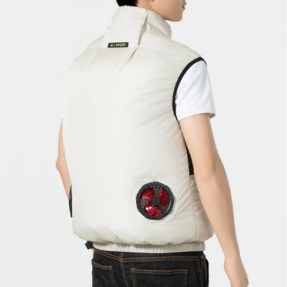 Breathable Sleeveless Cooling Vest Air Conditioner Wearable Fan Vest