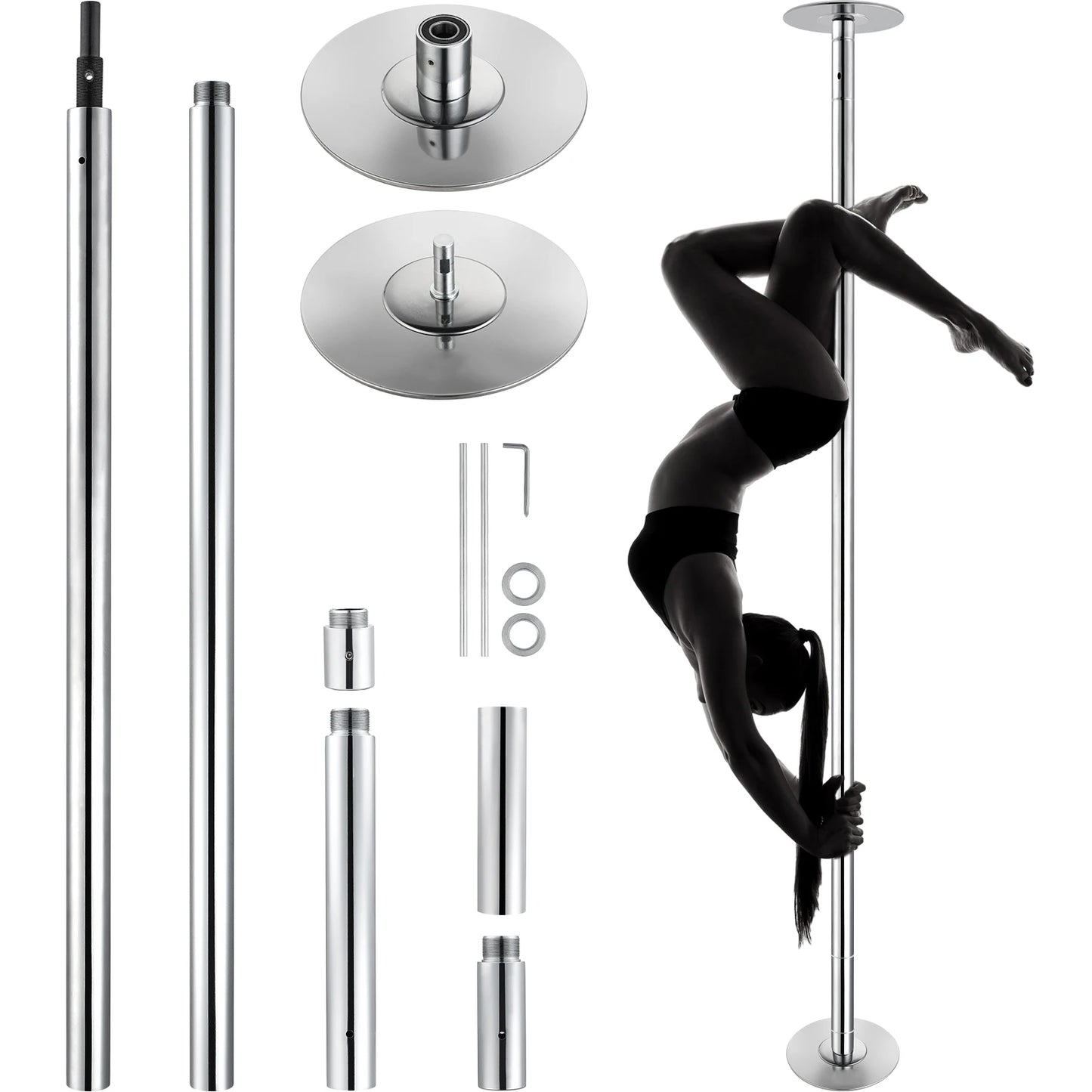 SucceBuy Professional Dancing Pole Kit Portable Spinning And Static Pole