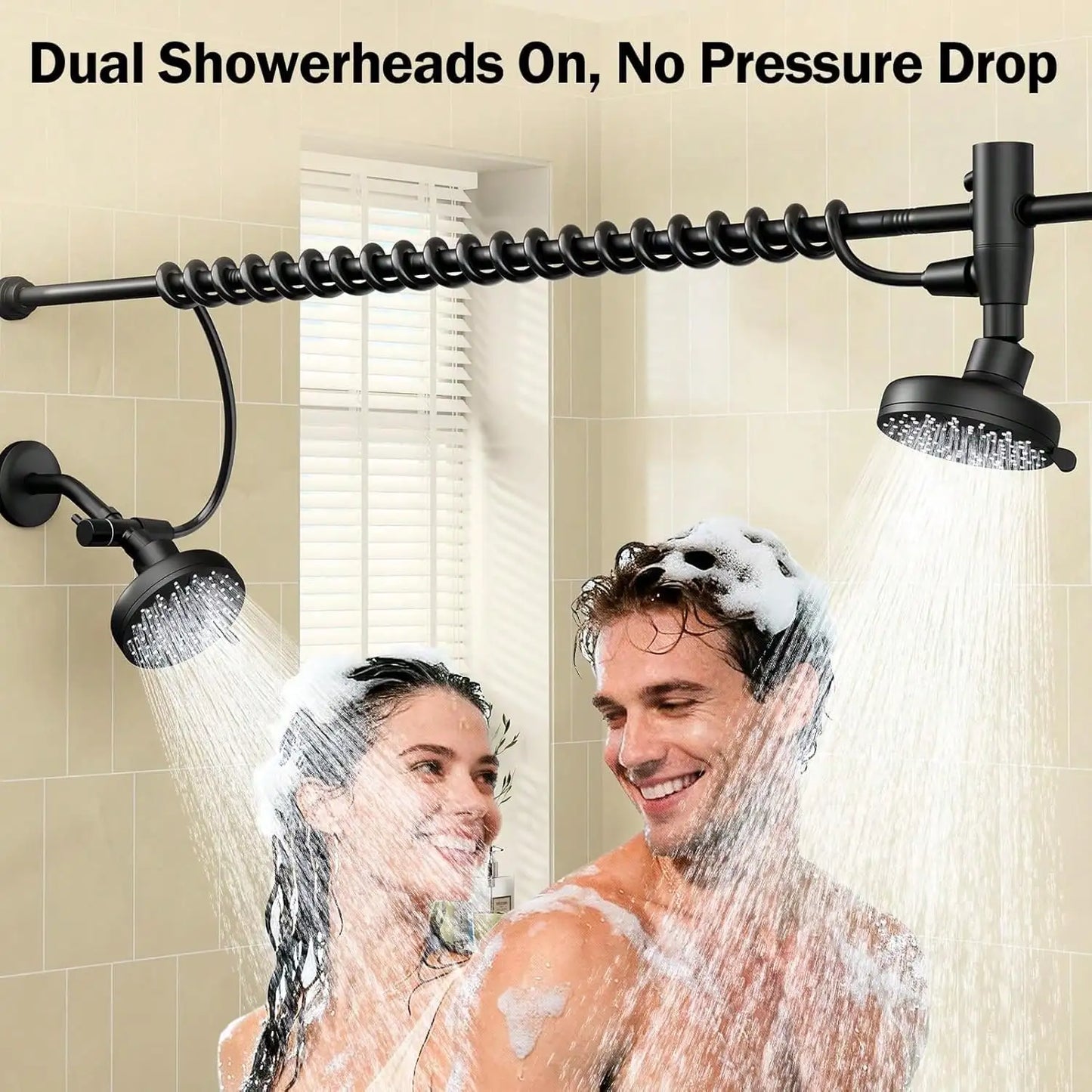Dual Shower Head System With Adjustable Slider High Pressure