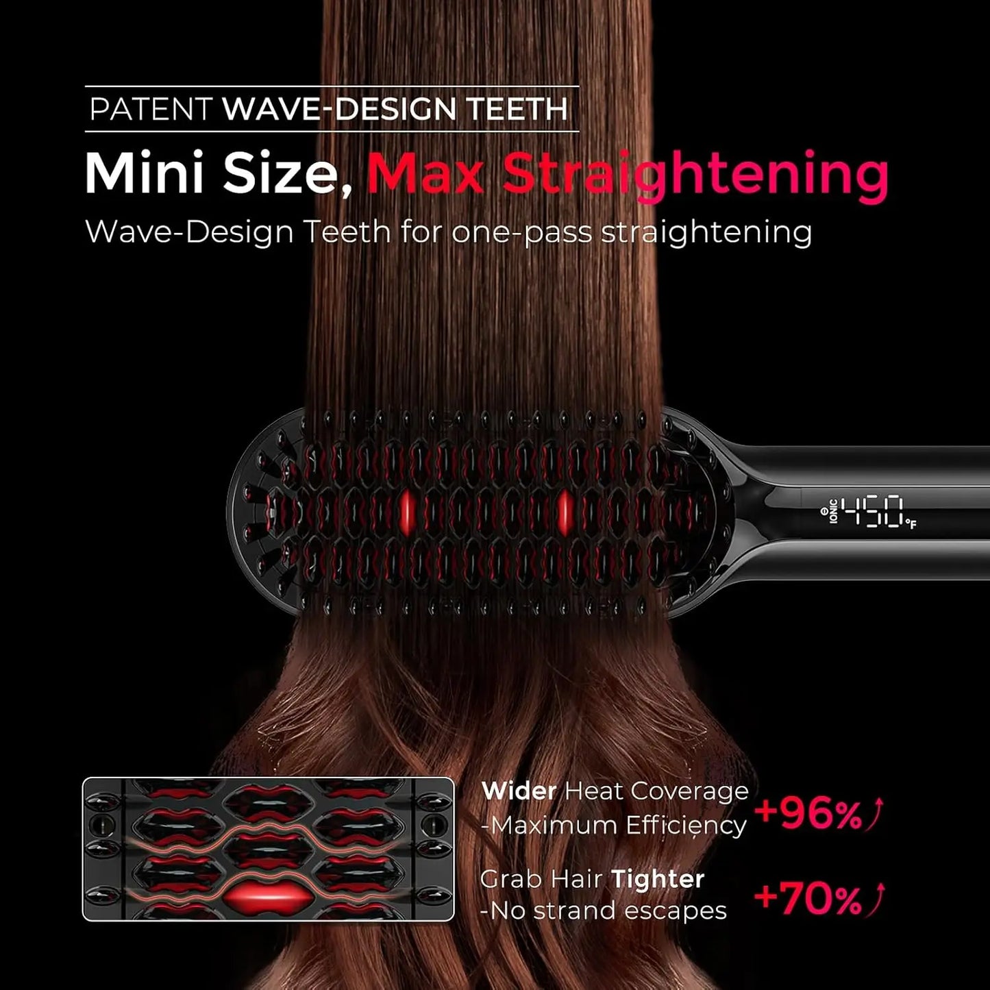 Upgraded Ionic Hair Straightener Brush With Wave Design Bristles