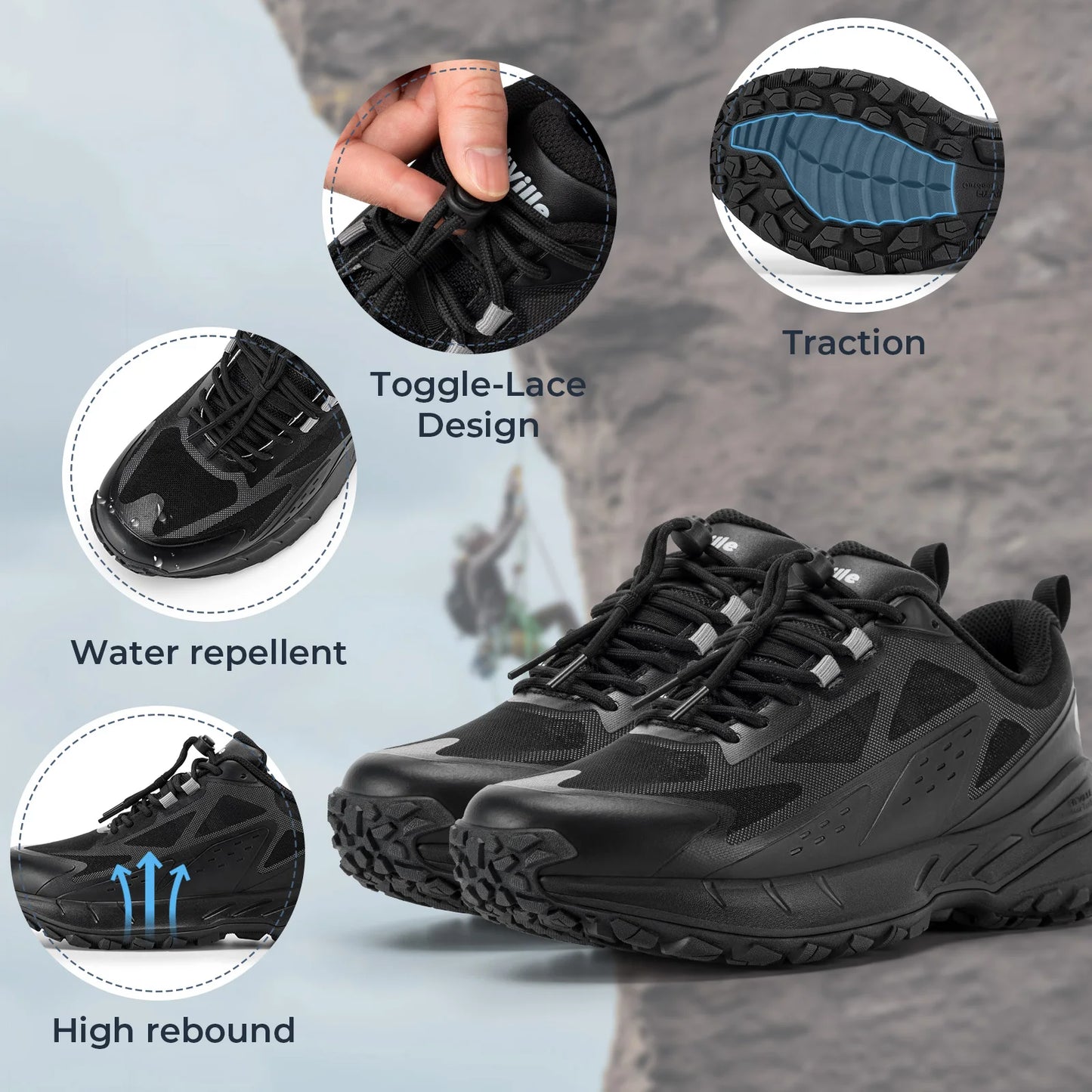 Fittington Wide Breathable Mesh Hiking Shoes With High Arch Support