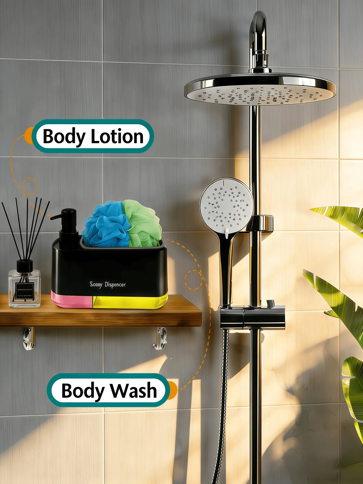 Kitchen Soap Dispenser Organizer Rack With Sponge Holder