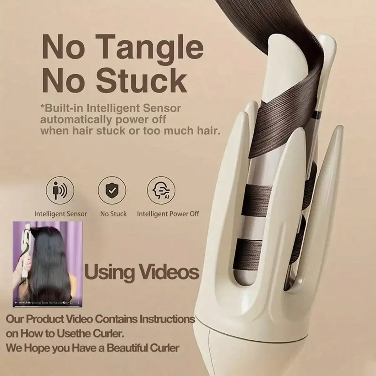 Electric Automatic Hair Curler Rotating Curling Iron 4 Temp Modes