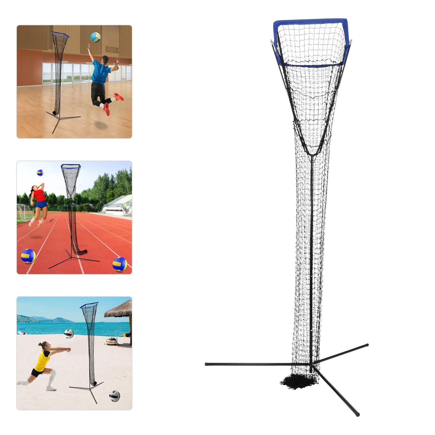 Volleyball Trainer Net Adjustable Height System For Backyard Practice
