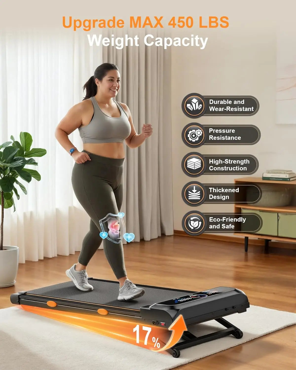 Under Desk Walking Pad Treadmill Auto Incline RGB UI