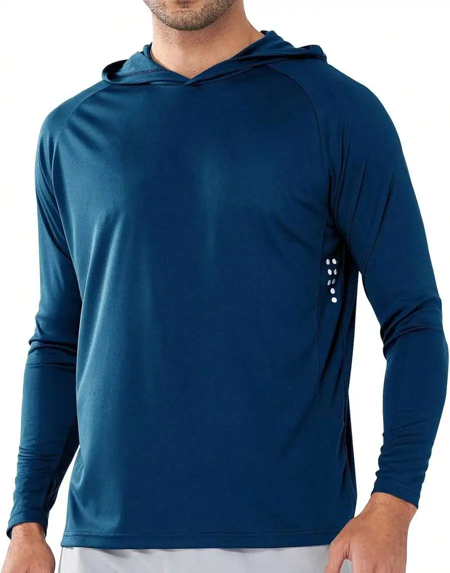 Mens UPF 50 Hooded Sun Protection Shirt Quick Dry Lightweight