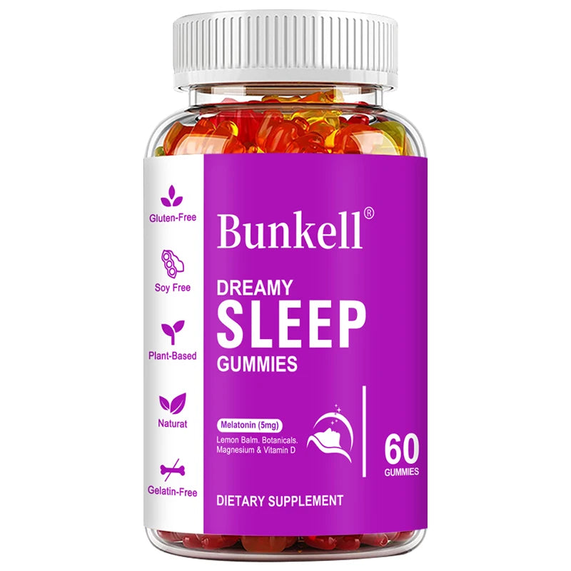 Bunkell Magnesium Complex Gummies Melatonin Vitamin D for Sleep Support
