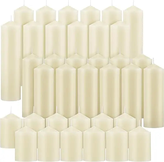 36 Pack Pillar Candles Dripless Unscented Long Burning For Wedding