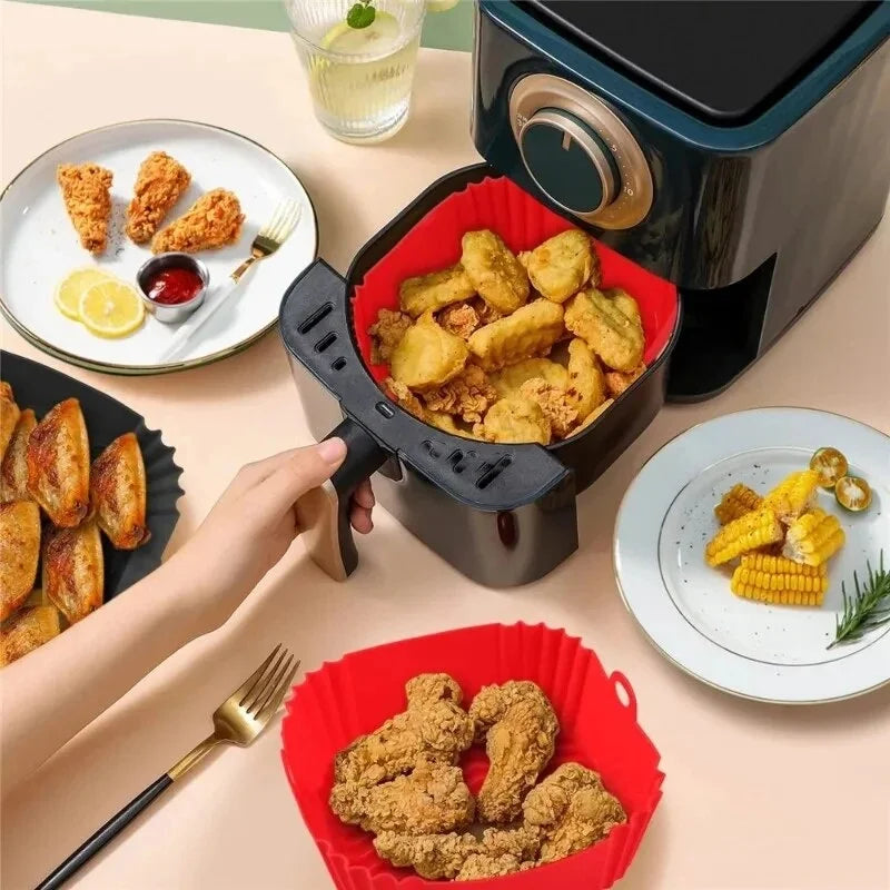 Square Silicone Air Fryer Liners Two Pack Reusable Accessories