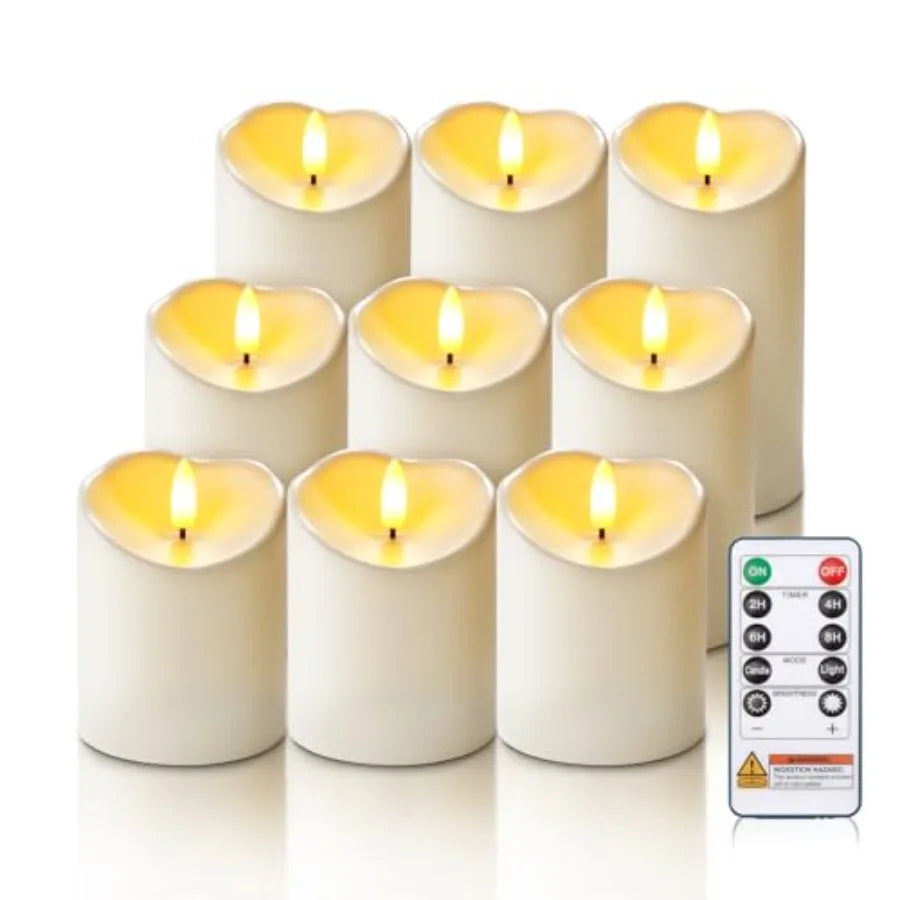 9Pack Outdoor Waterproof Flameless Candles With Remote And Timer LED