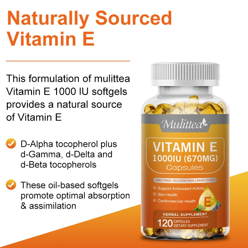 Mulittea Vitamin E Capsules For Blood Circulation And Skin Brightening