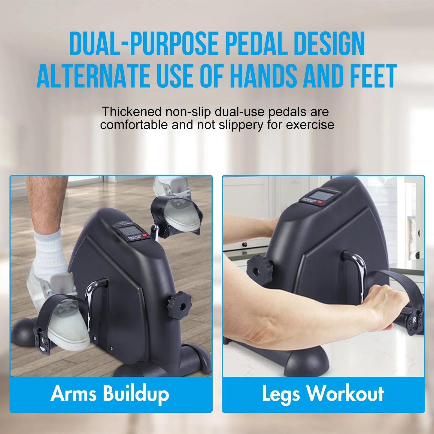 Portable Under Desk Pedal Exerciser With LCD Monitor