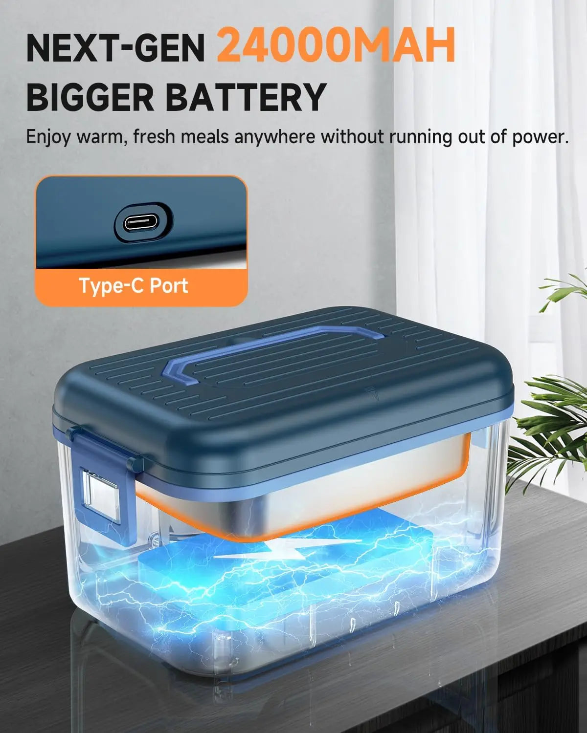Cordless Electric Lunch Box Rechargeable Self Heating Food Container