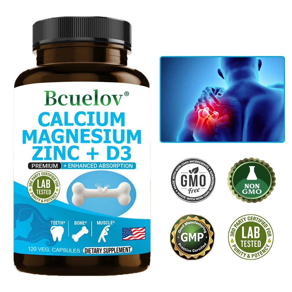 Bcuelov Calcium Magnesium Zinc Vitamin D3 Supplement For Bone Health