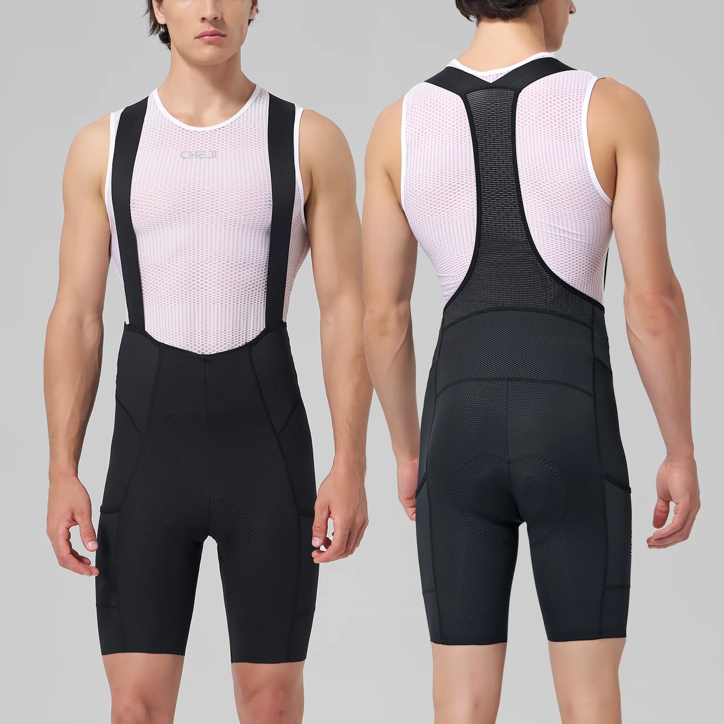 Cheji Mens Cycling Bib Shorts Seamless Quick Dry Breathable Performance