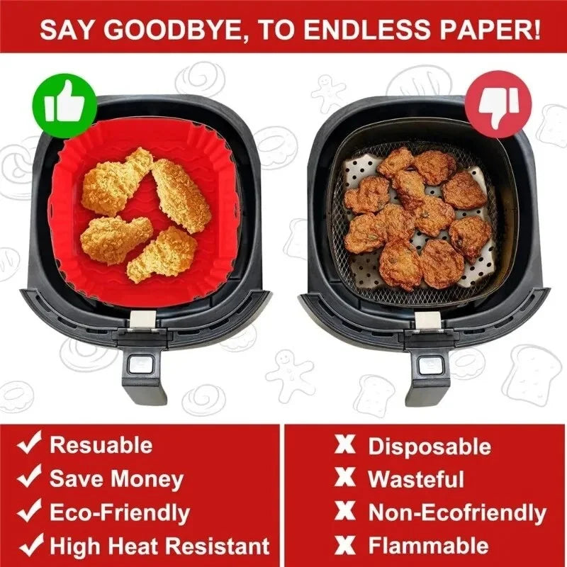 Square Silicone Air Fryer Liners Two Pack Reusable Accessories