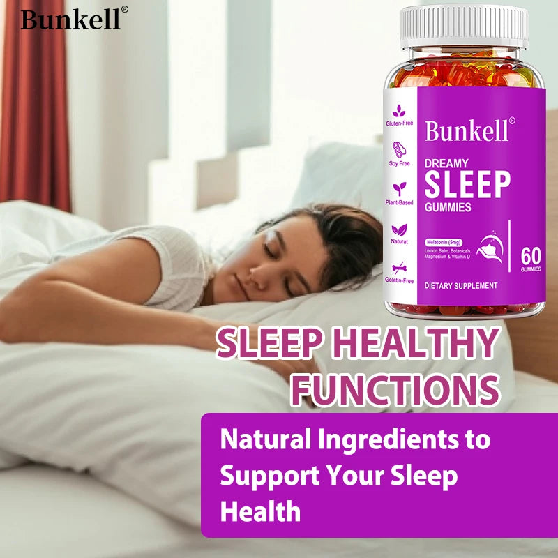 Bunkell Magnesium Complex Gummies Melatonin Vitamin D for Sleep Support