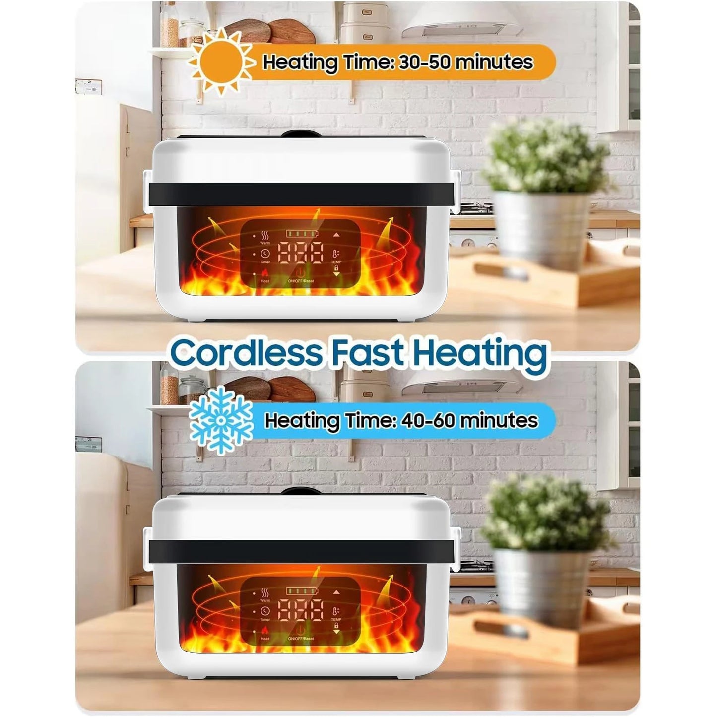 8000mAh Rechargeable Timer Heating Lunch Box With Fork And Spoon