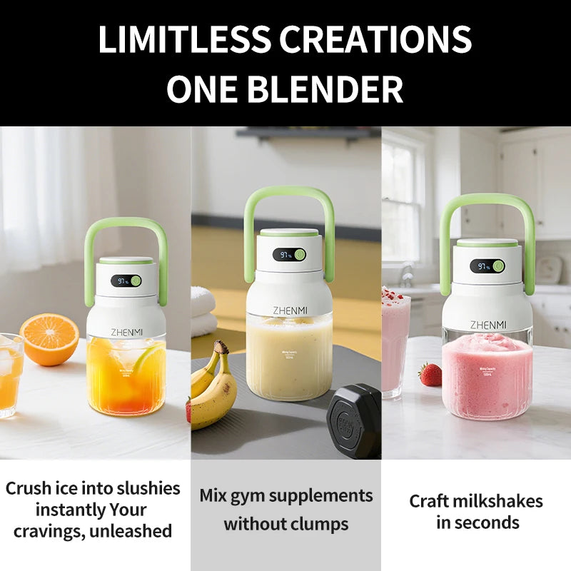 ZHENMI BPA Free Cordless USB Rechargeable Blender for Shakes and Smoothies