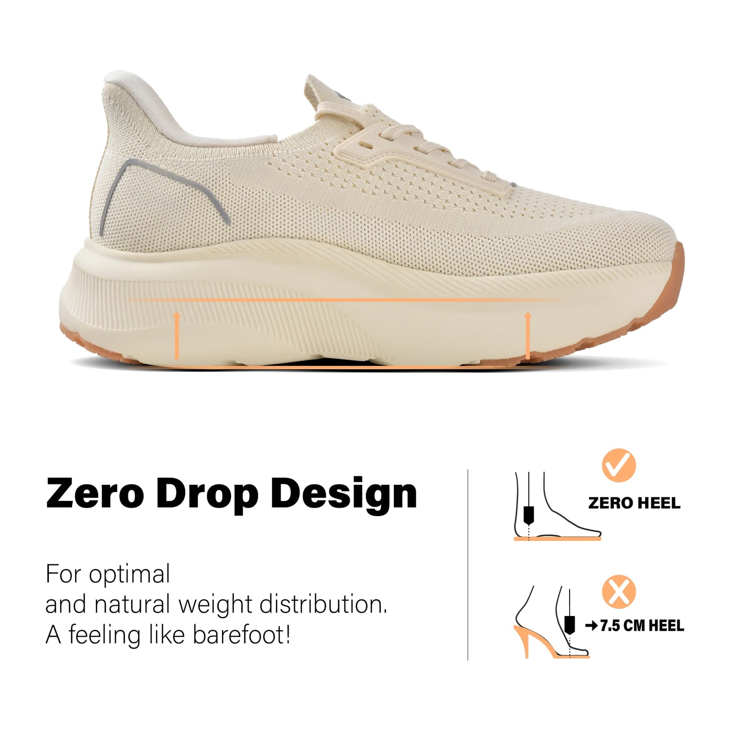 Women's Wide Toe Box Arch Support Sneakers Cushioned Zero Drop