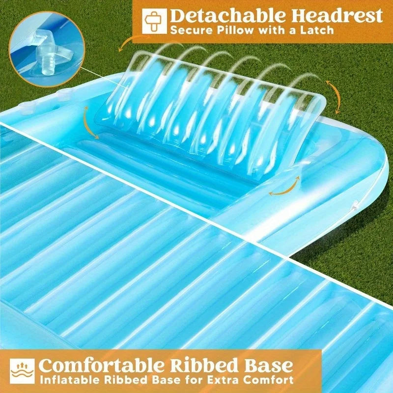 JOYFY Inflatable Pool Lounger Float With Pillow For Sunbathing Adult