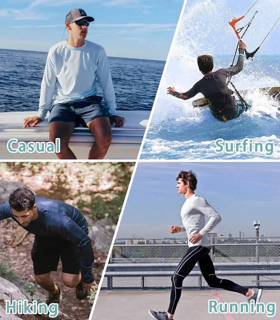Mens UPF 50 Hooded Sun Protection Shirt Quick Dry Lightweight