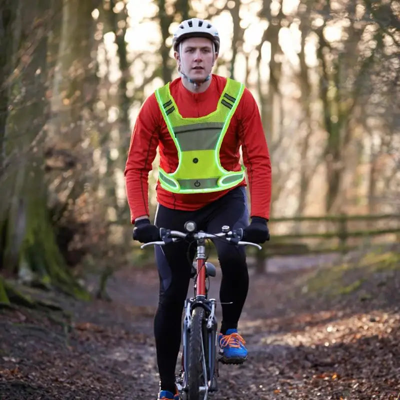 LED Reflective Running Vest 360 Degree Visibility USB Rechargeable Light