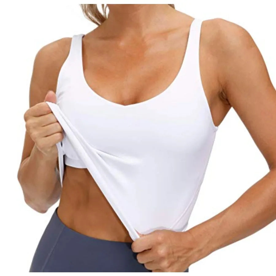 Womens Sports Bra Longline Wirefree Padded Support Bamboo Fiber