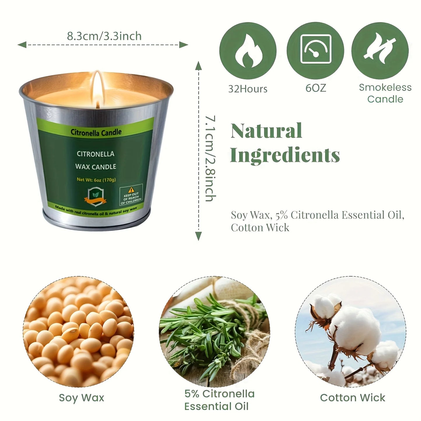 Arhalulu Citronella Candles Outdoor 4 Pack For Patio Parties