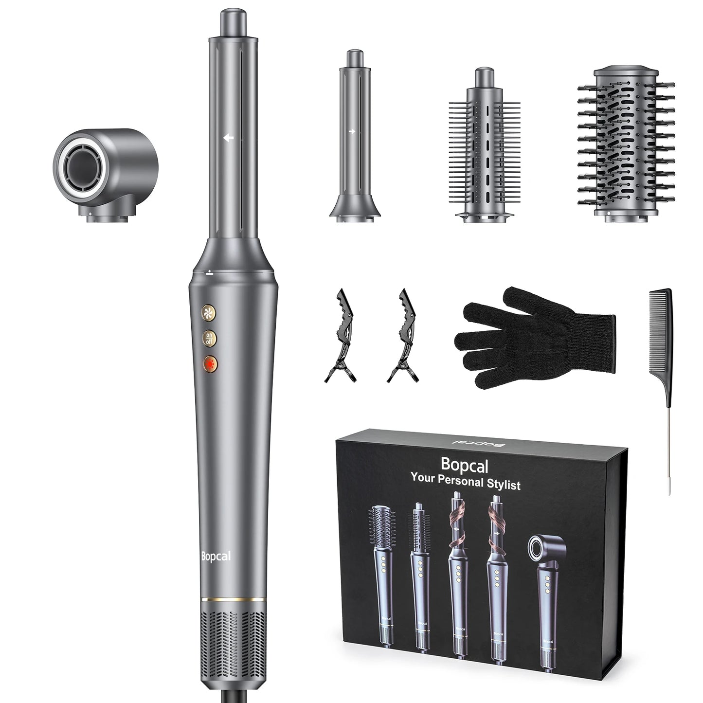 BOPCAL 5 In 1 Hair Dryer With Hot Air Comb And Curling Iron 1200W