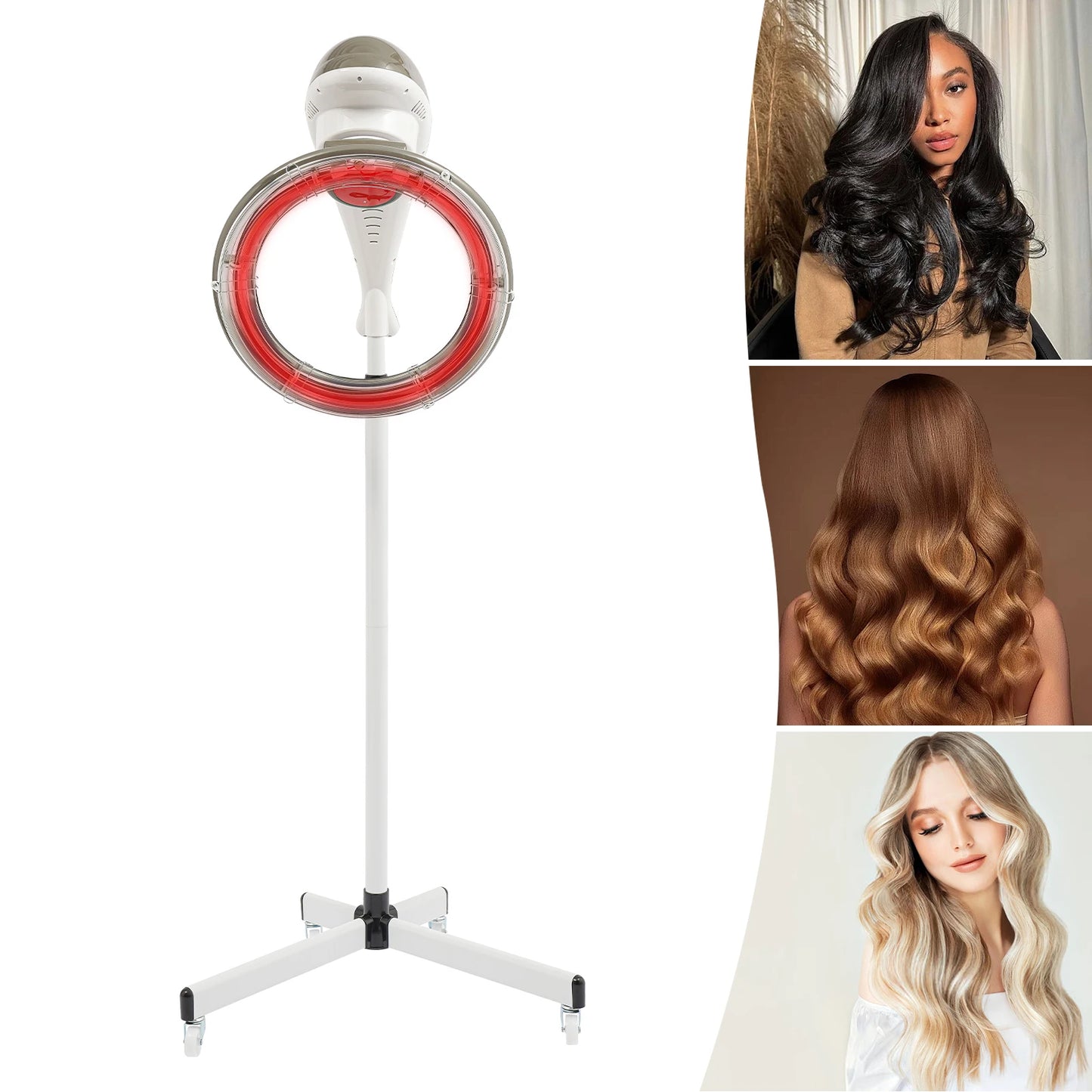 Professional 950W Stand Hair Dryer Hood With Adjustable Height Infrared
