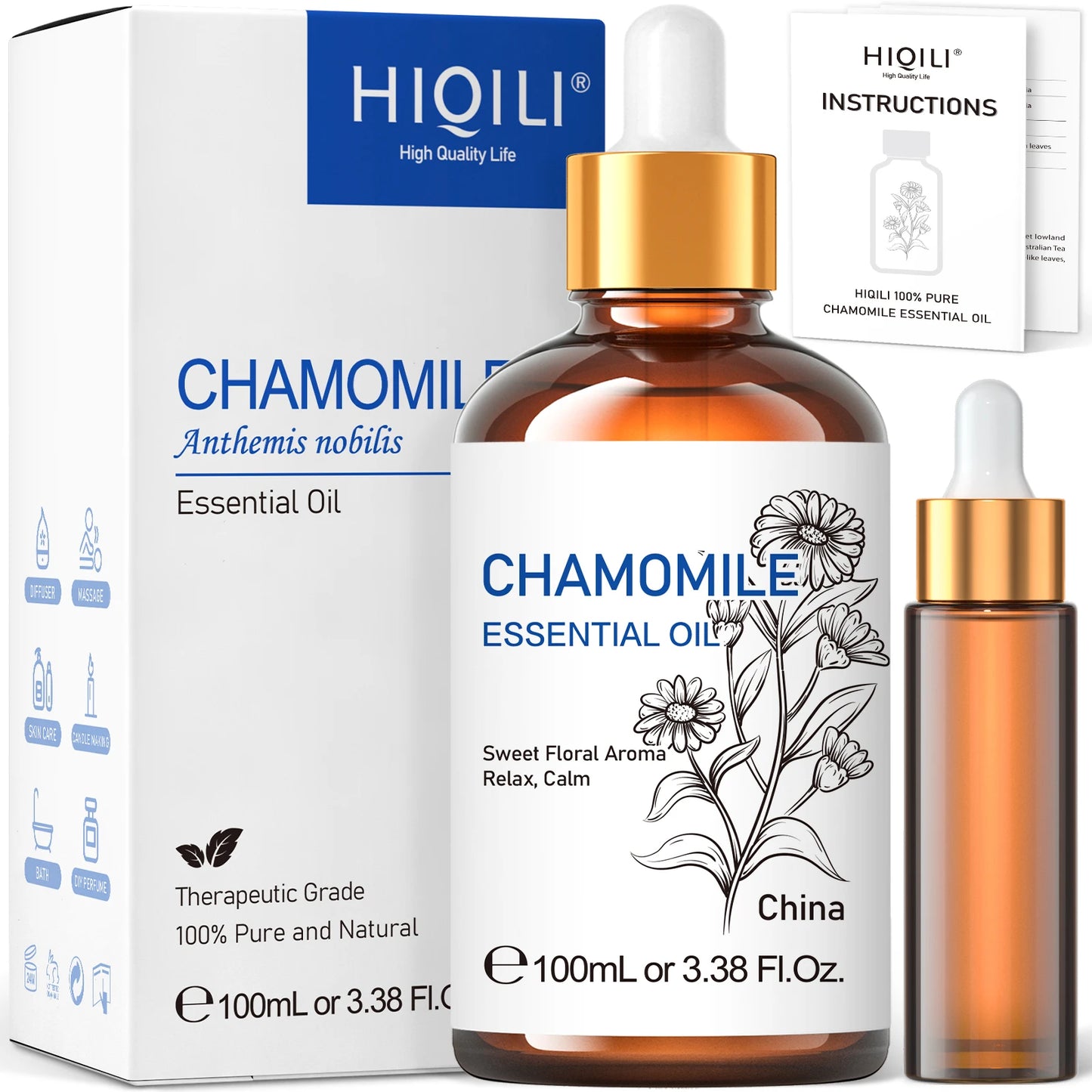 HIQILI Chamomile Essential Oil Pure Floral For Diffuser