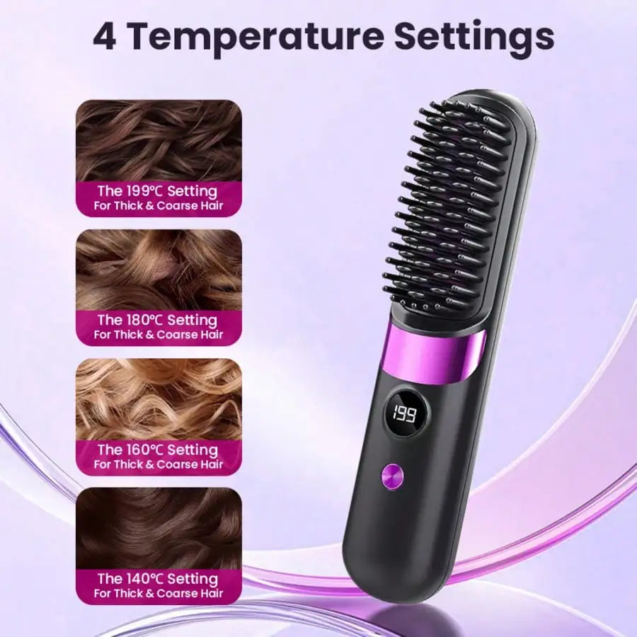 Mini Hair Straightener Comb Set USB Rechargeable Portable Styler