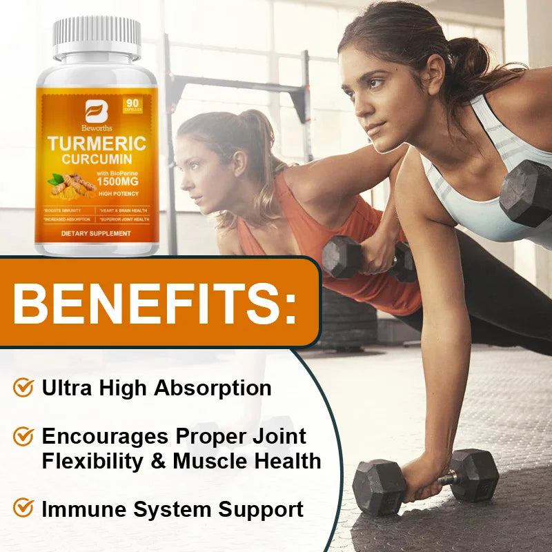 Beworths Turmeric Black Pepper Capsules For Joint Support Non GMO Gluten Free